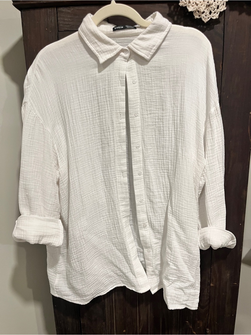 White Gauze Button-Up Shirt